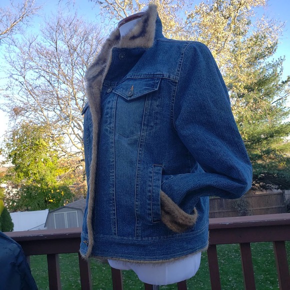 MARVIN RICHARDS COZY Jacket Jeans Faux Fur Denim Womens M - Picture 7 of 12